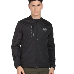 U.S. POLO ASSN. Denim Co. Men Stand Collar Solid Standard Length Jacket