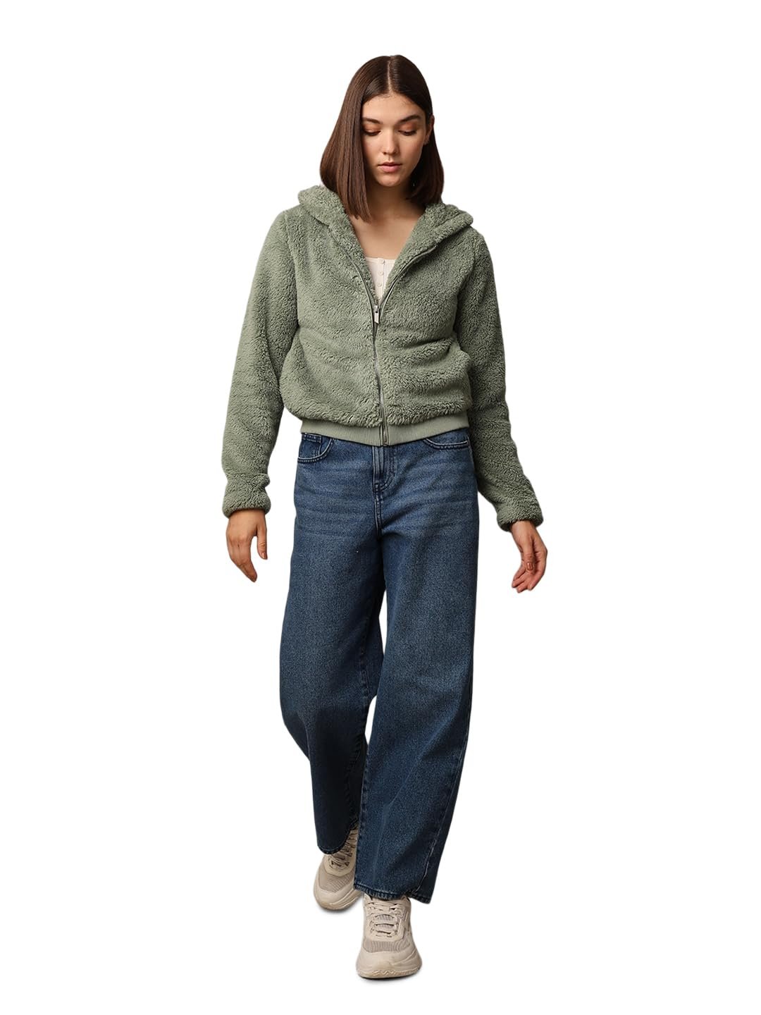 ONLY Hooded Neck Long Sleeve Front-Open Sweater