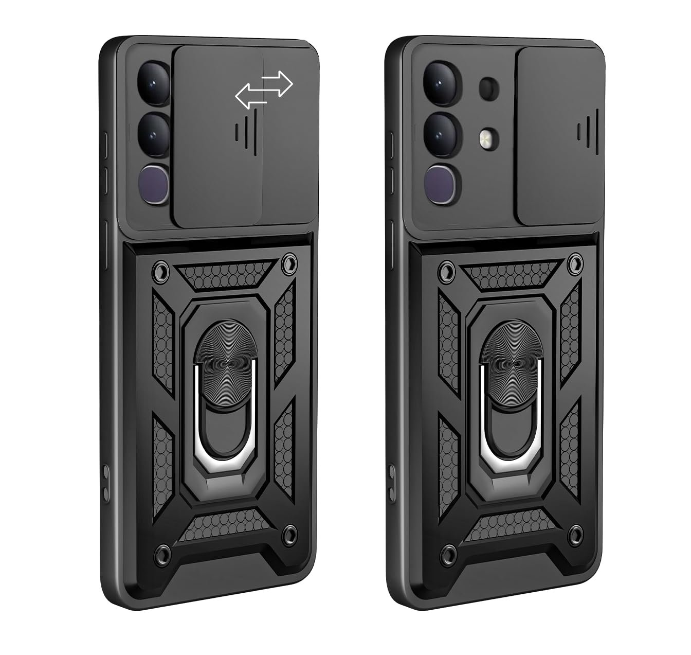 PC,TPU Tough Armor Bumper Back Cover Case For iQOO Z10X 5G/Vivo T4X 5G|Sliding Camera Cover,Kickstand & Ring Holder 360 Degree Protection Back Cover For iQOO Z10X 5G/Vivo T4X 5G - Image 2