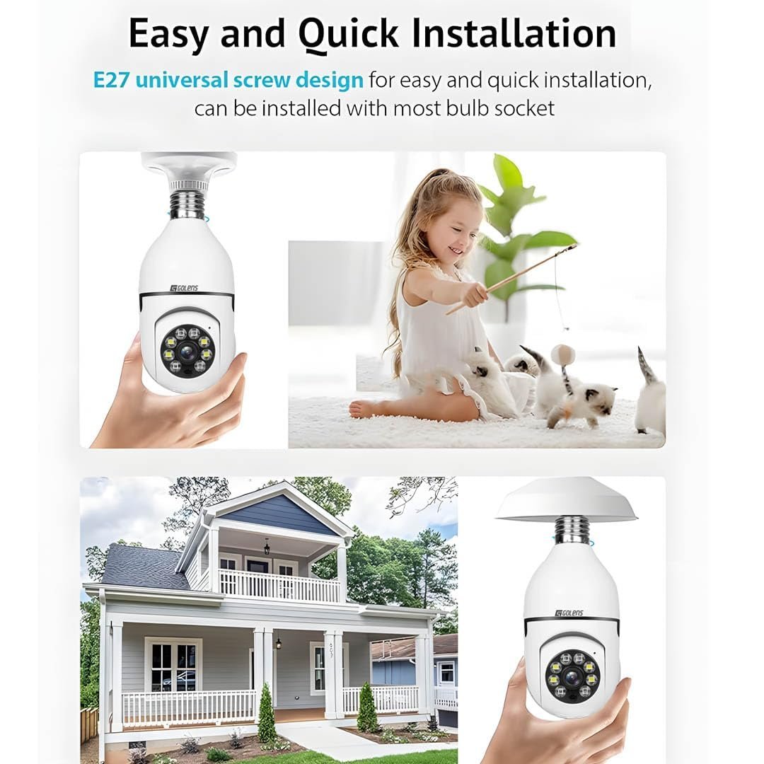 Golens WiFi CCTV 3MP Bulb Camera for Home Outdoor | 1080P HD | Pan & Tilt | Night Vision | Motion Alert | E27 CCTV | Real-time Alert | 2-Way Audio | Wireless Camera | WC10K - Image 4