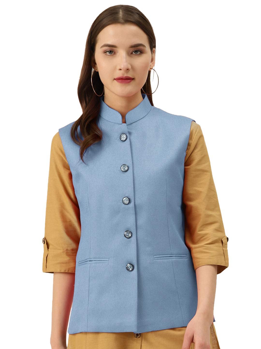 Vastraa Fusion Women's Solid Nehru Jacket (Black)