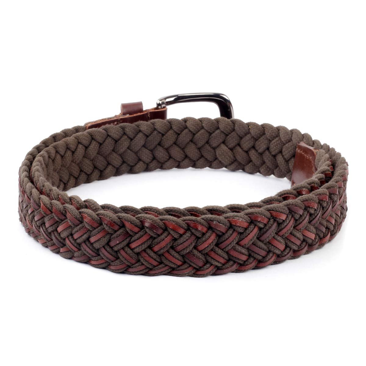 Bacca Bucci Italian Woven leather and Cotton Elastic braided belt for men with Alloy buckle - Image 4