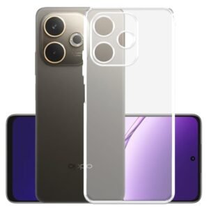 Silicon Back Cover Case for Oppo A5 Pro (5G) (Transparent) Camera Protection with Dust Plug