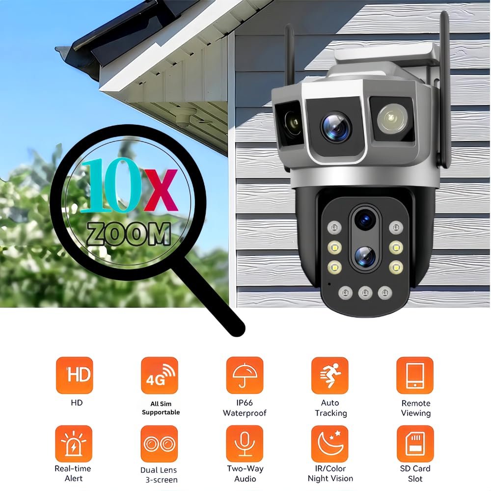 Maizic Smarthome Shark 10X Optical Zoom Dual Lens 5MP+5MP WiFi Outdoor CCTV Camera – Triple Screen View, Bullet + 360° PTZ, Color Night Vision, Motion Detection, IP66 Waterproof - Image 6