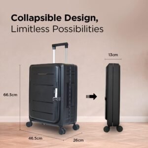 Urbane Home Luggage Bag | Trolley Bags for Travel | Collapsible Luggage Bag | 24 Inch Coffee