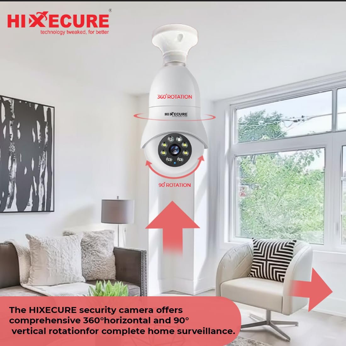 Hixecure 2MP PTZ Bulb WiFi Camera | Human Detection, Night Vision, 2-Way Audio | Support HFX Cloud Storage |Pan & Tilt | Two Way Audio | 10X Digital Zoom - Image 5