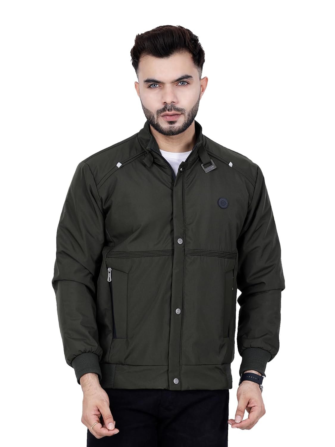 Dollar Full Sleeves Bomber Jacket for Men | TPU Men's Standing Collar Lightweight Winter Jacket, Regular Fit