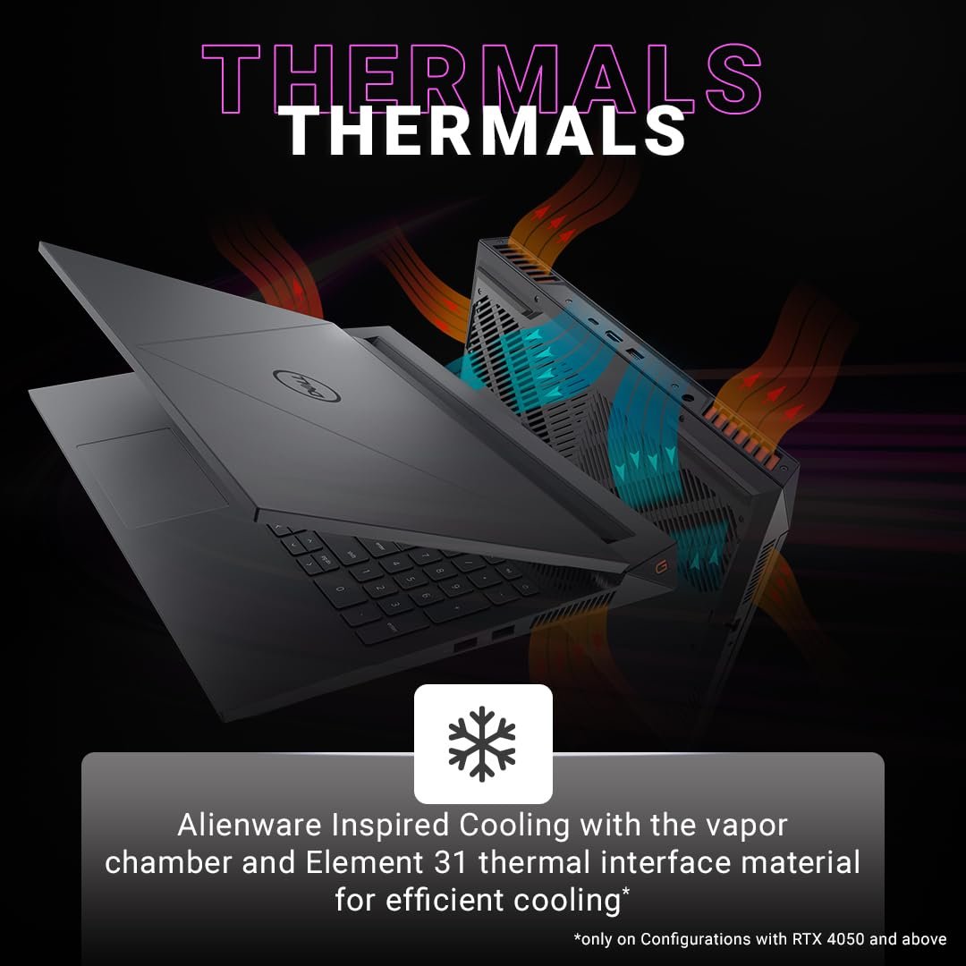 Dell G-series-15-5530-laptop - 15.6" FHD, Intel Core i5-13450HX, 16GB DDR5 RAM, 512GB SSD, NVIDIA GeForce RTX 3050, 4-Zone RGB Backlit Keyboard + G-Key, Dark Shadow Gray, Win 11 + H&S 2021, 2.65 Kg - Image 7