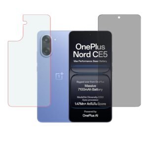 SPRITZEN Tempered Glass (Privacy)& Back Screen Guard (Matt) Full Screen Coverage Compatible for OnePlus Nord CE5 5G edge to edge