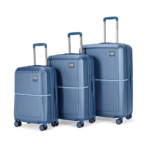 Urban Jungle by Safari, Trolley Bags Set of 3, Cabin, Medium & Large Luggage, Premium Hardside Polycarbonate Suitcase with USB Charging Port, 8 Silent Wheels and TSA Lock (Skyline Blue)