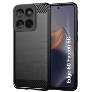 Silicon Matte Rubber Hybrid Armor Case Back Cover for Compatible Model with Moto Edge 60 Fusion 5G – Black