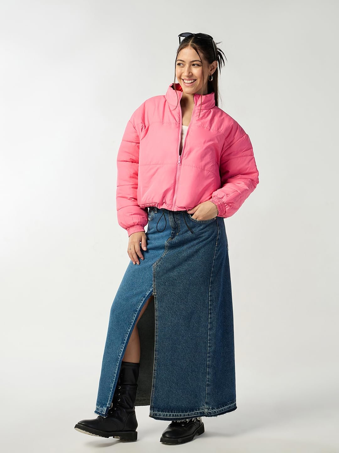 Bewakoof Women's Nylon Oversized Fit High Neck Puffer Jacket | Jacket for Women Winter Wear - Image 8