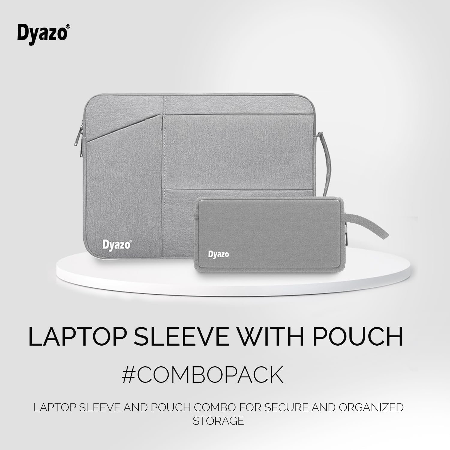 Dyazo 13-13.3 Inch Laptop Sleeve Case with Handle & Three Front Accessories Pockets and Charger Pouch | Compatible for MacBook Air/Pro 14/ M2/M1, HP Envy 13, Chromebook and All Other Notebooks (Grey) - Image 2