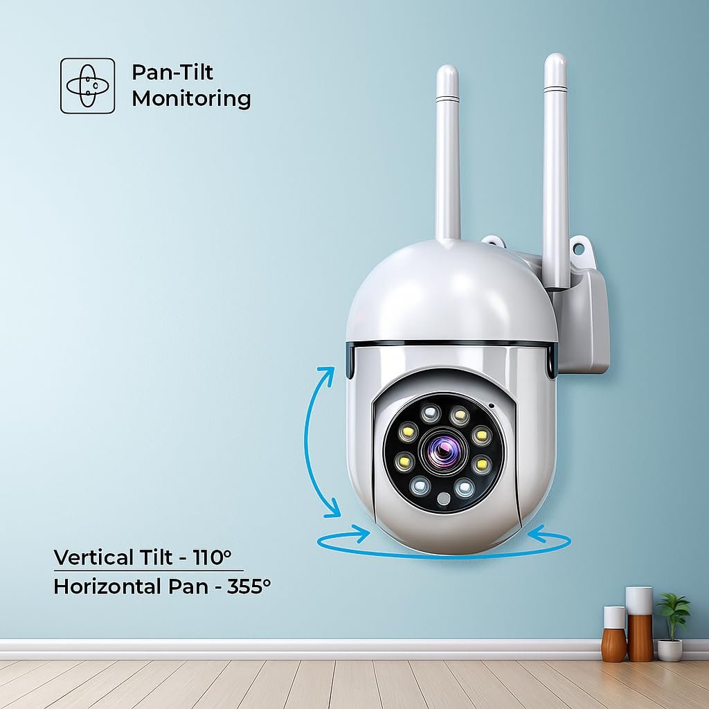 Fire turtle 1080p FHD WiFi Wireless Security Camera with Audio & Night Vision - Live Feed, Motion Detection, Perfect for Home & Office Security (Wall Camera) - Image 4