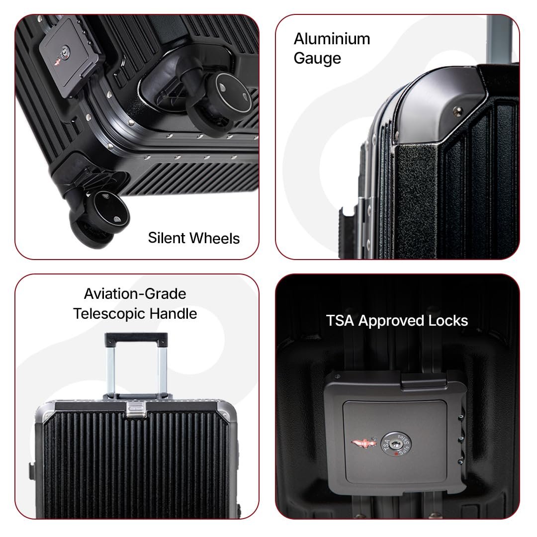 Vertica Hard PC Trolley Luggage, Cabin Size, 100% Polycarbonate, Lightweight and Durable, Silent Wheels, Anti-Theft with Aluminium Frame, and 2 TSA Locks, 20-Inch, Midnight Noir - Image 4