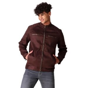 Leather Retail Men’s Suede Coffee Faux Leather Jacket