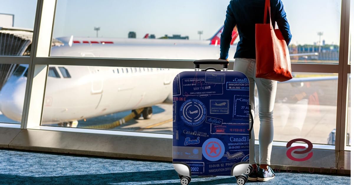 Handcuffs Luggage Cover Trolley Travel Covers, Washable Dust Proof Anti-Scratch Suitcase Protector (Blue, S (18"-22")) - Image 8