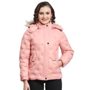 Monte Carlo Womens Solid Full Sleeve Hooded Neck Casual Jacket (223062509)