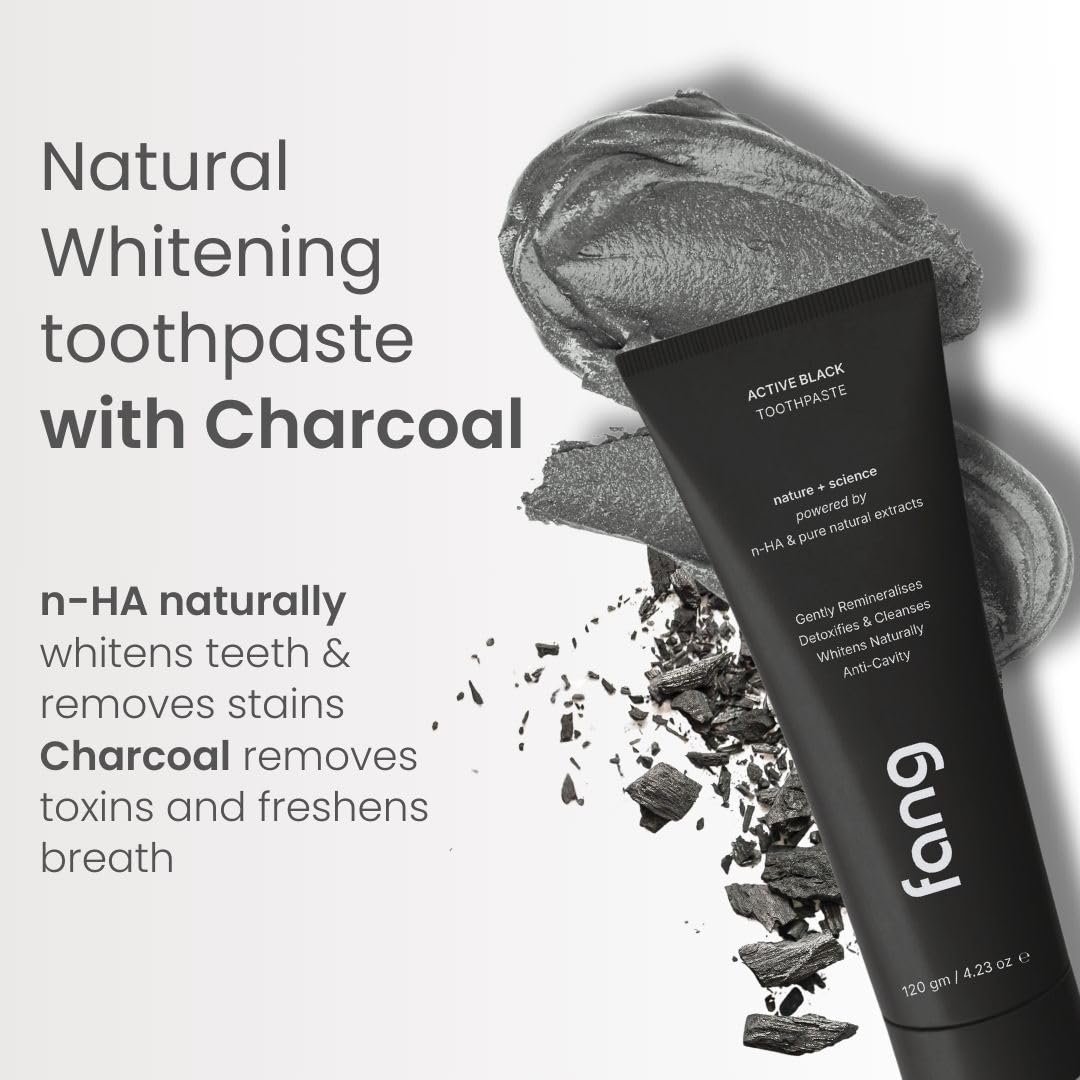 Fang Natural Toothpaste|Teeth Whitening|Heals Sensitive Teeth|Fights Cavities, Gum Diseases & Bad Breath|SLS & Chemical Free |Organic, Vegan (Pack of 1, Activated Charcoal) - Image 4