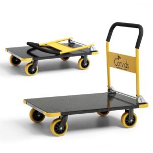 Corvids 600 Kg Heavy-Duty Folding Metal Hand Platform Trolley/Truck | 2-Year Warranty | Portable & Compact Industrial Dolly Cart with 360 Rotating Wheels for Home & Warehouse
