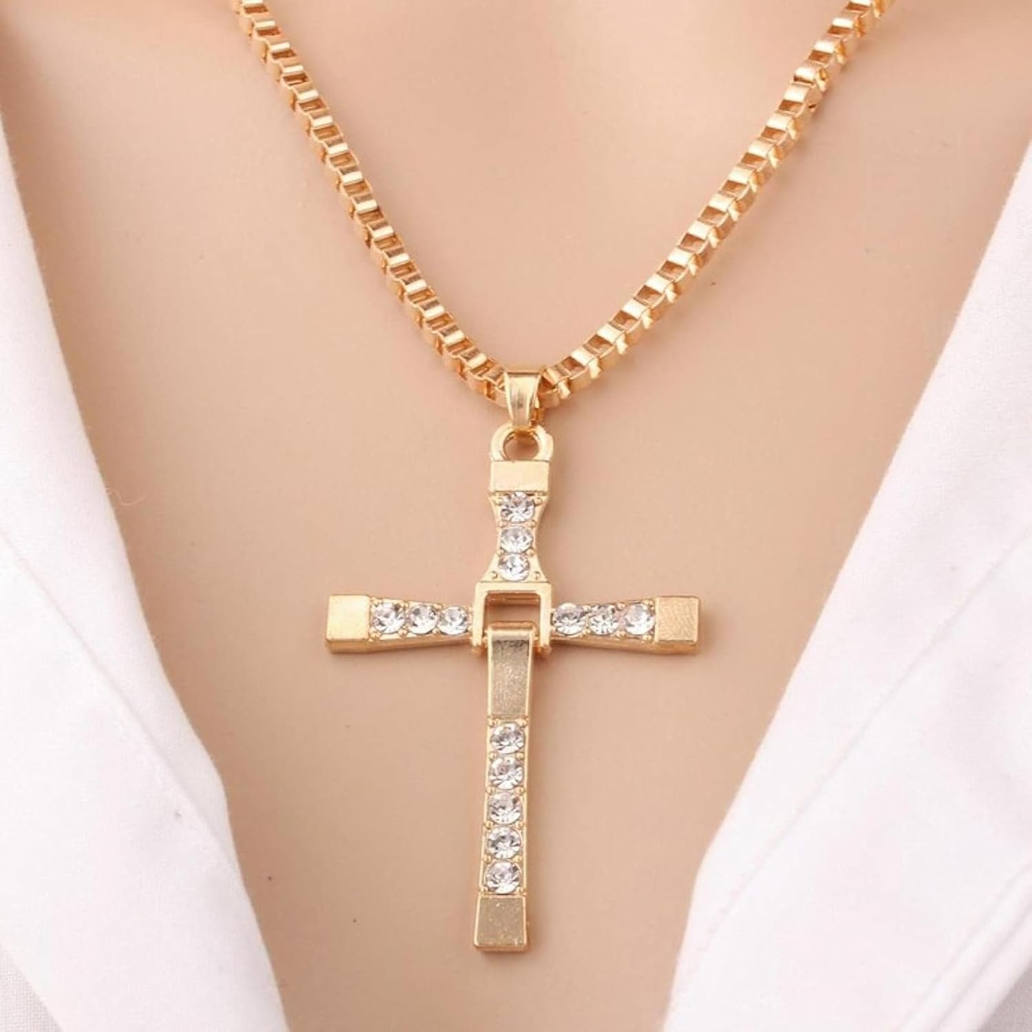 2 Cross Chains for Men, Holy Cross Pendant Necklace Set, Jesus Cross Chain, Christian Jewelry Gift, Accessories (Silvery+Golden) - Image 6
