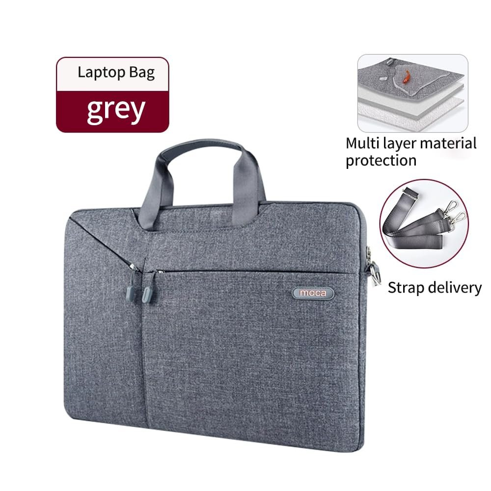 MOCA Laptop Bag Carrying Case 15.6 Inch with Shoulder Strap, Slim Computer Sleeve Cover Compatible with MacBook Pro 15/16, 15-16 Inch HP Acer Dell Lenovo ASUS Laptop-Grey - Image 7