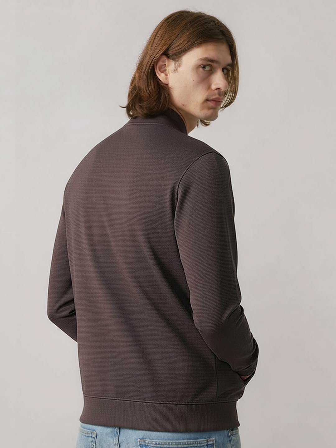 DAMENSCH Winter Jacket For Men, Textured Zipper Sweatshirt For Man, Shape and Colour Retaining ReNEWd Ottoman Zip Bomber Jacket - Image 6