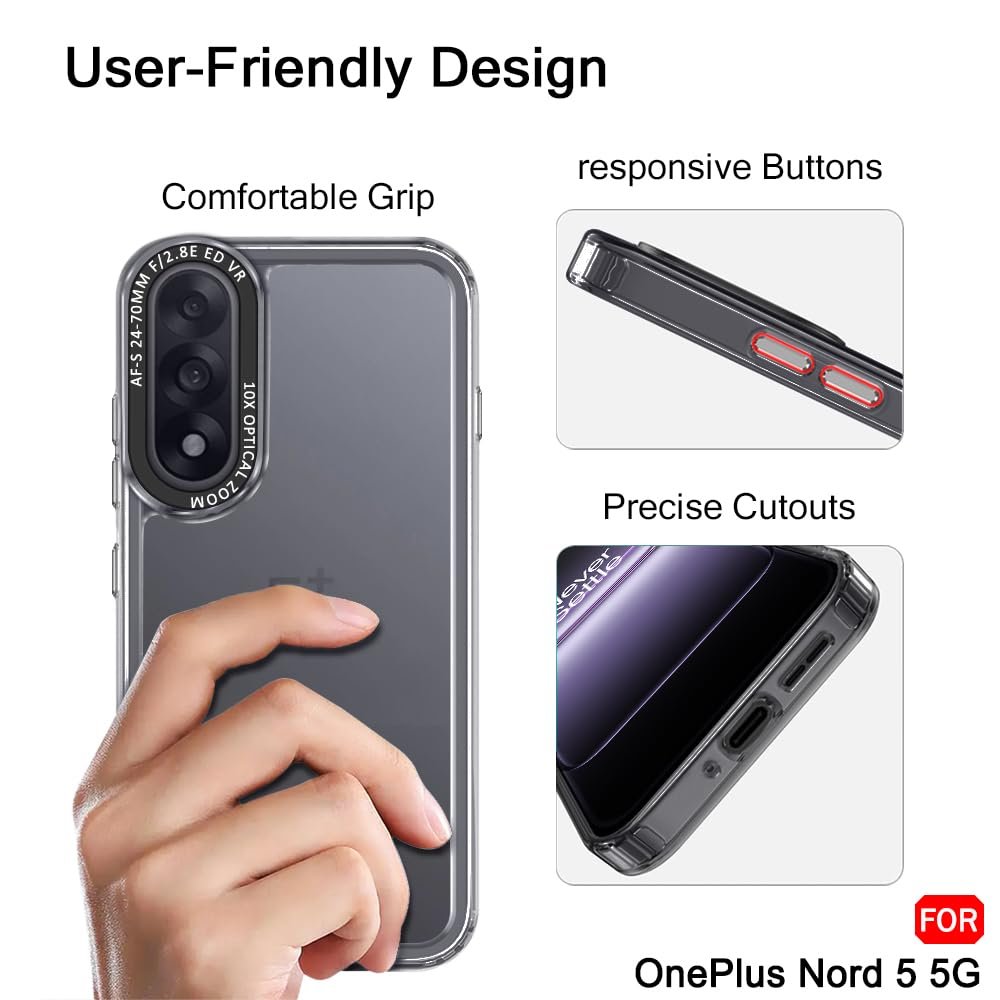 TheGiftKart Hybrid Shockproof Back Cover Case for OnePlus Nord 5 5G | Stylish Camera Border | Plated Buttons | Crystal Clear Hard Back Cover Case for OnePlus Nord 5 5G (TPU & PC, Smoked Bumper) - Image 7