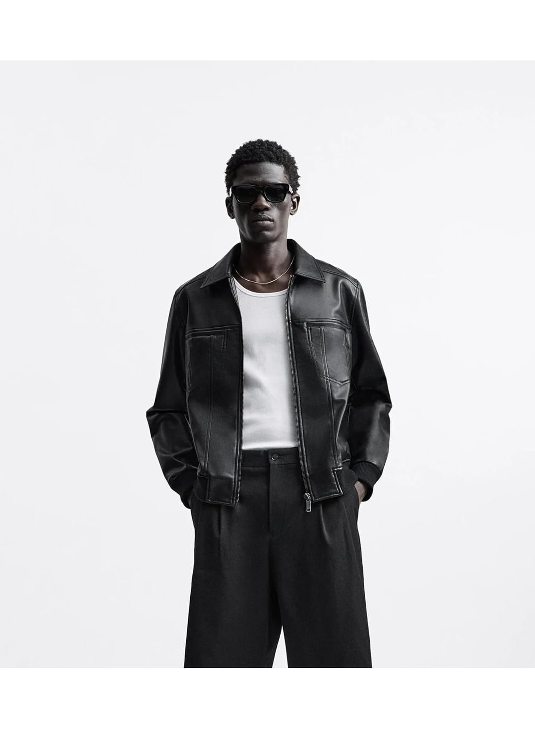 Men�s Leather Shacket A4 in Black | Premium Faux Leather Overshirt Jacket with Button Closure & Full Sleeves | Stylish Slim Fit Casual - Image 4