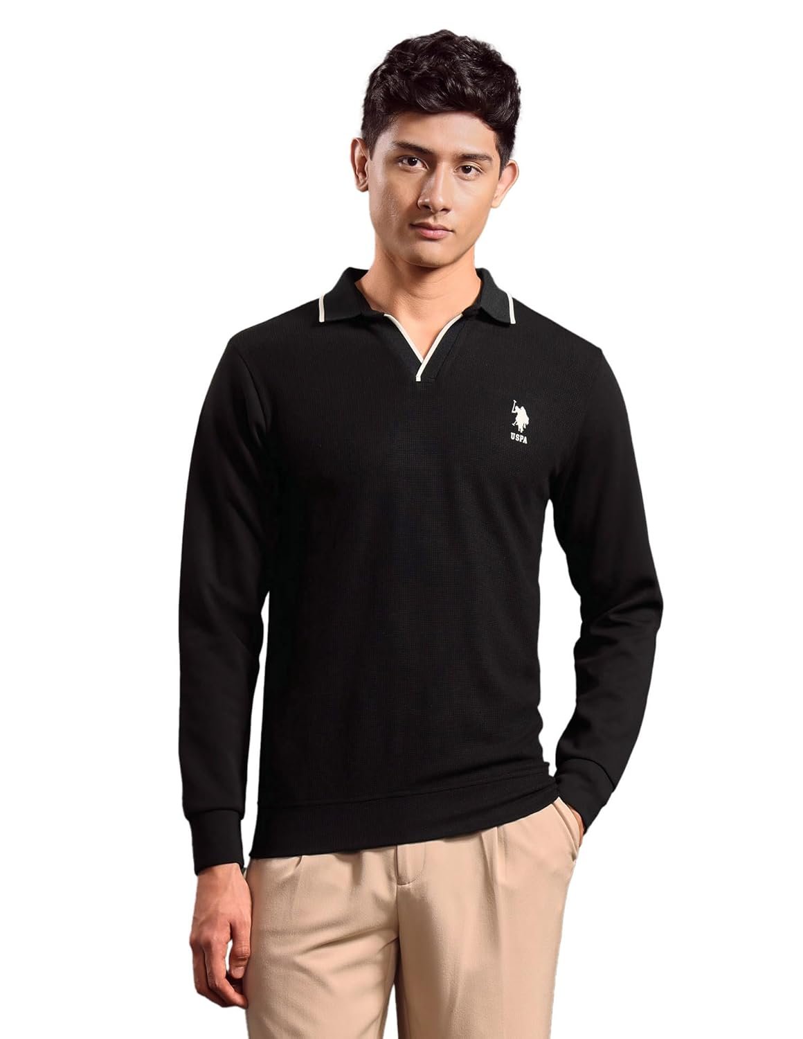 U.S. Polo Assn. Denim Co. Men's Textured Muscle Fit Polo Shirt