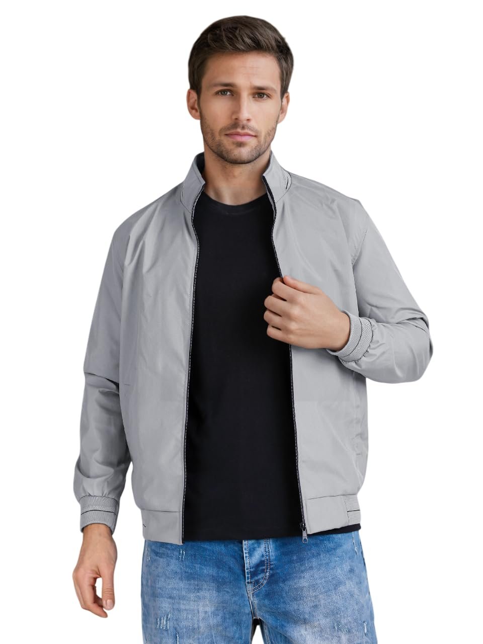 Men's Bomber Jacket | Lightweight Casual Zip-Up Jacket | Stylish Slim Fit Outerwear for All Seasons