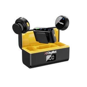 Digitek® DWM-116 2-in-1 Wireless Microphone 2.4GHz, Magnetic Collar Clip, 360° Sound Capture, 40m Range, 6Hr Battery, Type C-to-C & C to LTC, DSLR, iOS & Android Compatible, for Interviews & Vlogging