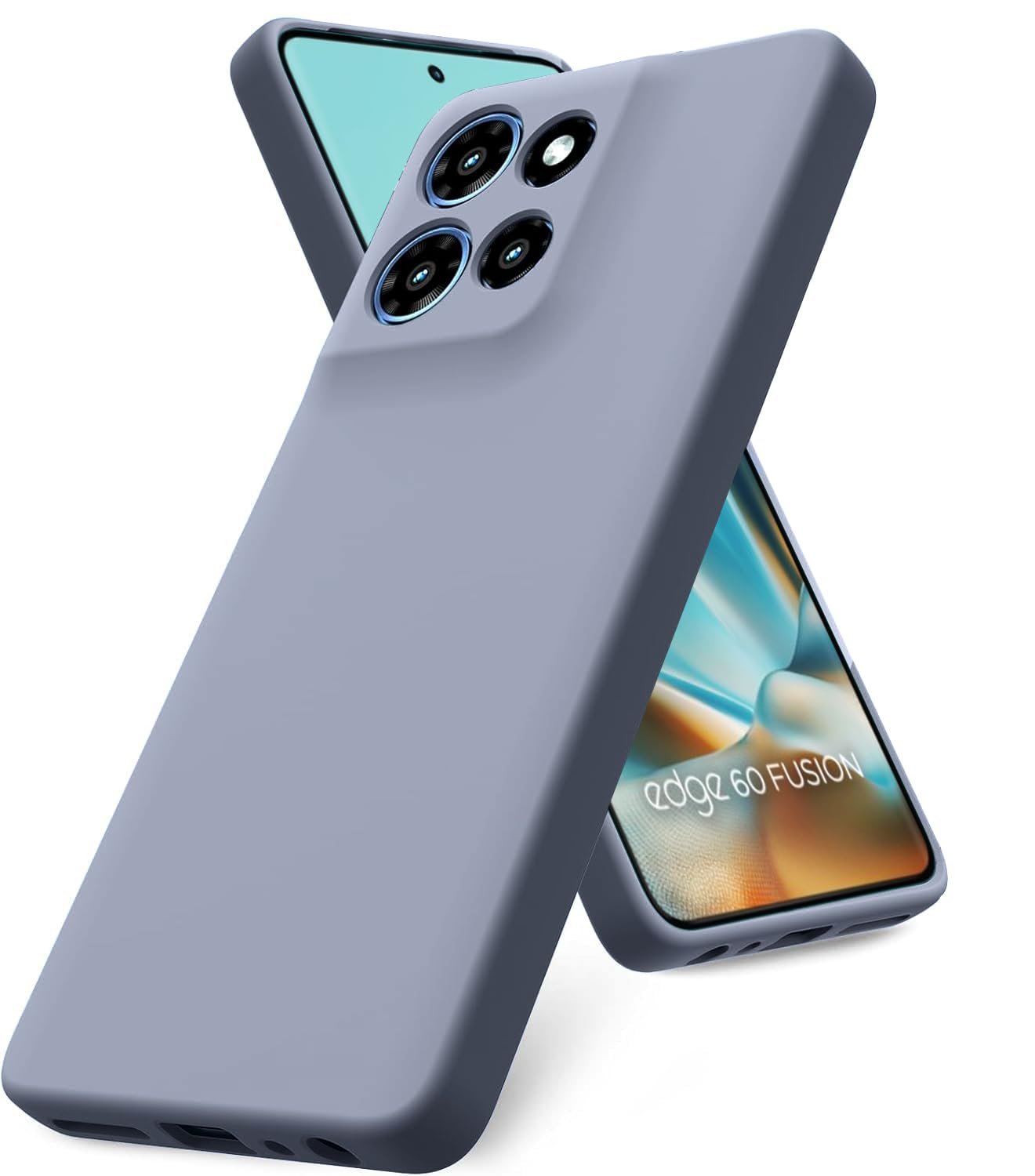 DIZORO Microfiber Candy Case for Motorola Moto Edge 60 Fusion 5G / Edge 60 5G Smooth Touch Cushion Liquid Soft Silicone Gel Phone Cases Non-Slip Full Body Protective Back Cover Lavender Grey