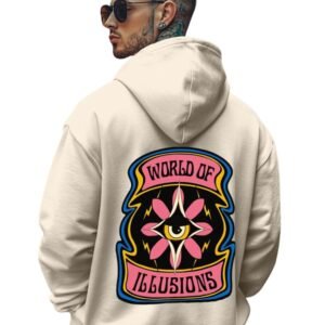 Veirdo® Cotton Fleece Regular Fit Full Sleeve Hooded Sweatshirt Front and Back Graphic Printed Jumper Hoodie for Men