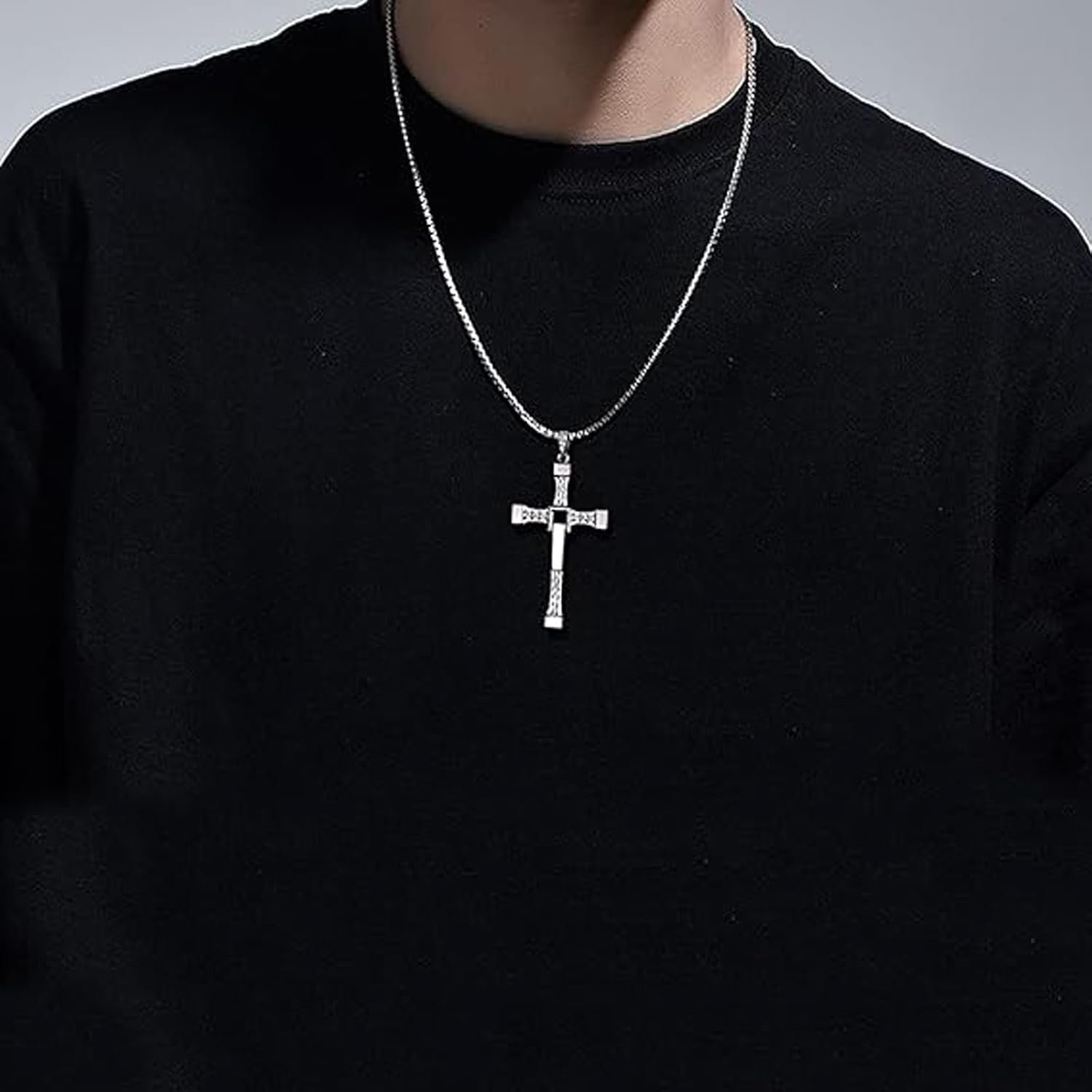 2 Cross Chains for Men, Holy Cross Pendant Necklace Set, Jesus Cross Chain, Christian Jewelry Gift, Accessories (Silvery+Golden) - Image 7