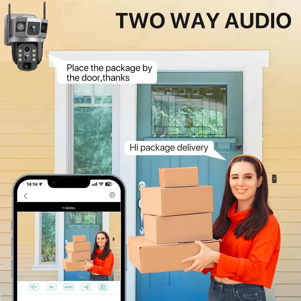 Maizic Smarthome Shark 10X Optical Zoom Dual Lens 5MP+5MP WiFi Outdoor CCTV Camera – Triple Screen View, Bullet + 360° PTZ, Color Night Vision, Motion Detection, IP66 Waterproof - Image 3