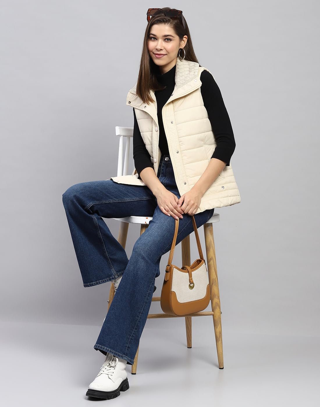 Monte Carlo Womens Solid Brown Collar Sleeveless Jacket - Image 6