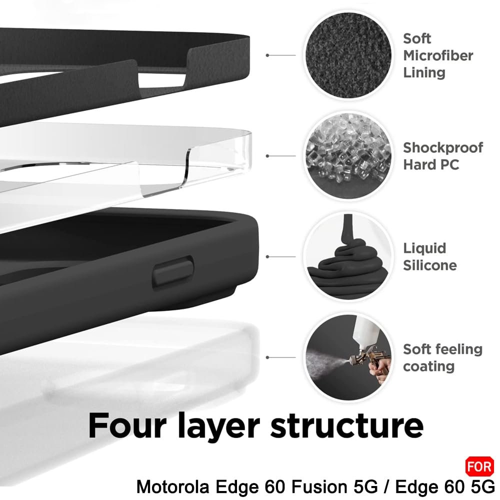 TheGiftKart Genuine Liquid Silicone Back Cover Case for Motorola Moto Edge 60 Fusion 5G / Edge 60 5G | Soft Micro-Fibre Lining Inside | Camera Protection Bump | Shockproof Back Cover (Silicone, Black) - Image 3