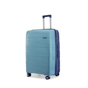 Provogue Azure Hard-Sided PP 65 Cm Check-in Medium Size Luggage Suitcase | Expandable Space with 8 Wheels Trolley Bags for Travel | Combination Lock | 5 Year Warranty (Saphire Blue/Peacock Blue)