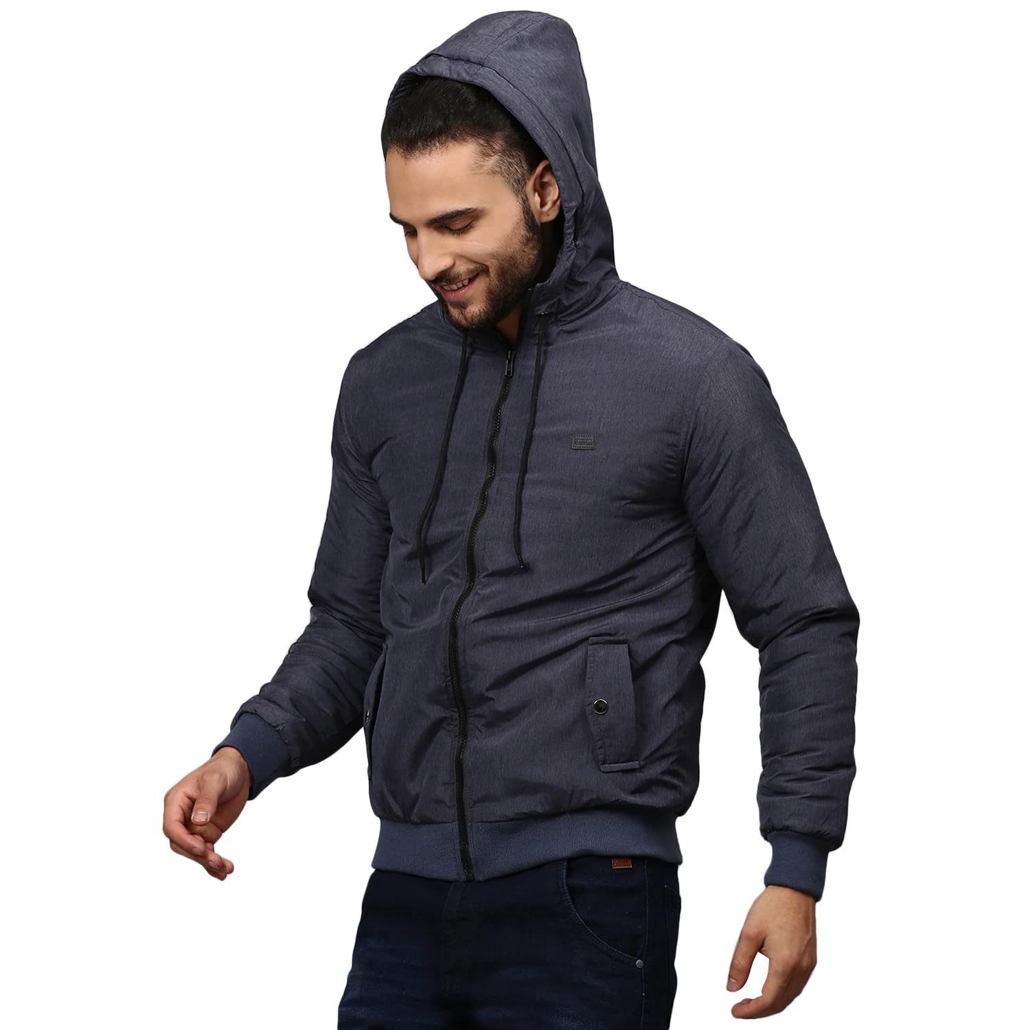 Campus Sutra Men Solid Full Sleeve Blue Stylish Casual Windcheater Casual Jackets - Image 2