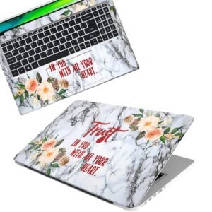 Marble Floral Quote D1 Full Body Vinyl Laptop Skin/Sticker/Cover Upto 15.6 Inches Laptops Laminated-Removable-HD Quality Compatible for Hp-Dell-Sony-Lenovo-Asus etc.(15x10 Inches)