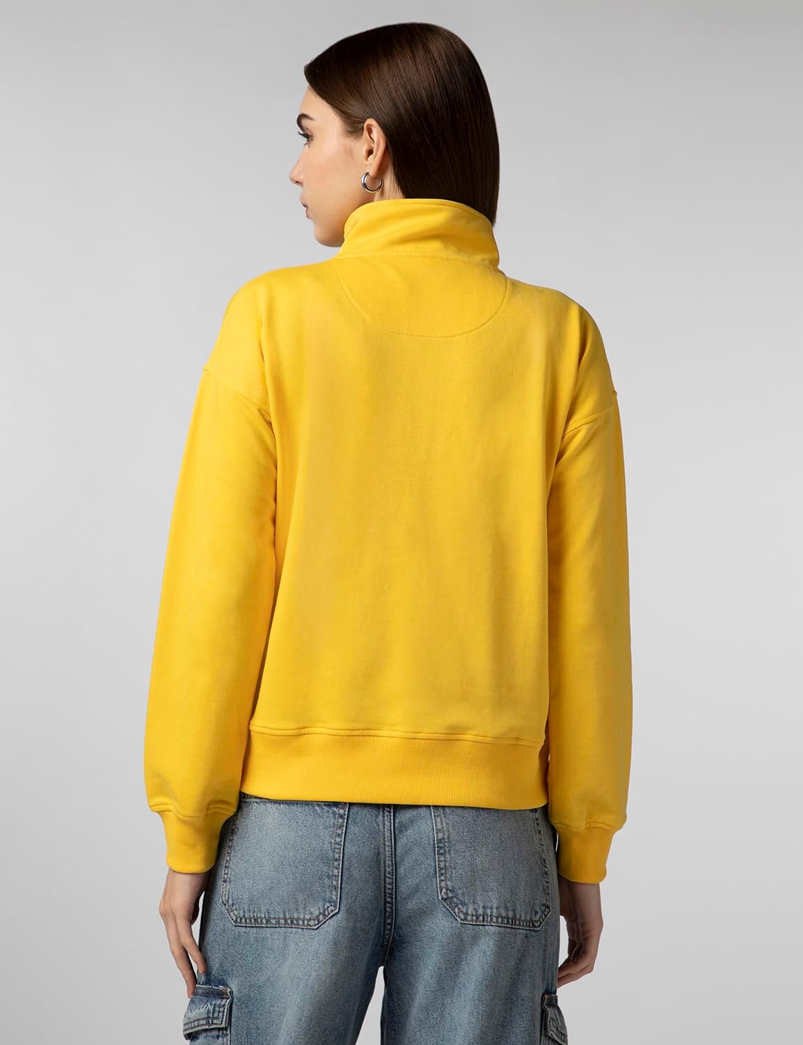 FYLTR Women's Casual Stand Collar Sweatshirt with Drop Shoulder & Boxy Fit - Zip Closure | Utility Pockets | Rib Hem & Cuff | Sweatshirts for Women | Casualwear - Image 3