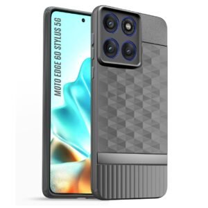 Back Cover for Motorola Moto Edge 60 Stylus 5G Camera Protection 3D Hexa Cube Design Silicone Protective Bumper Case for Motorola Moto Edge 60 Stylus 5G – Grey