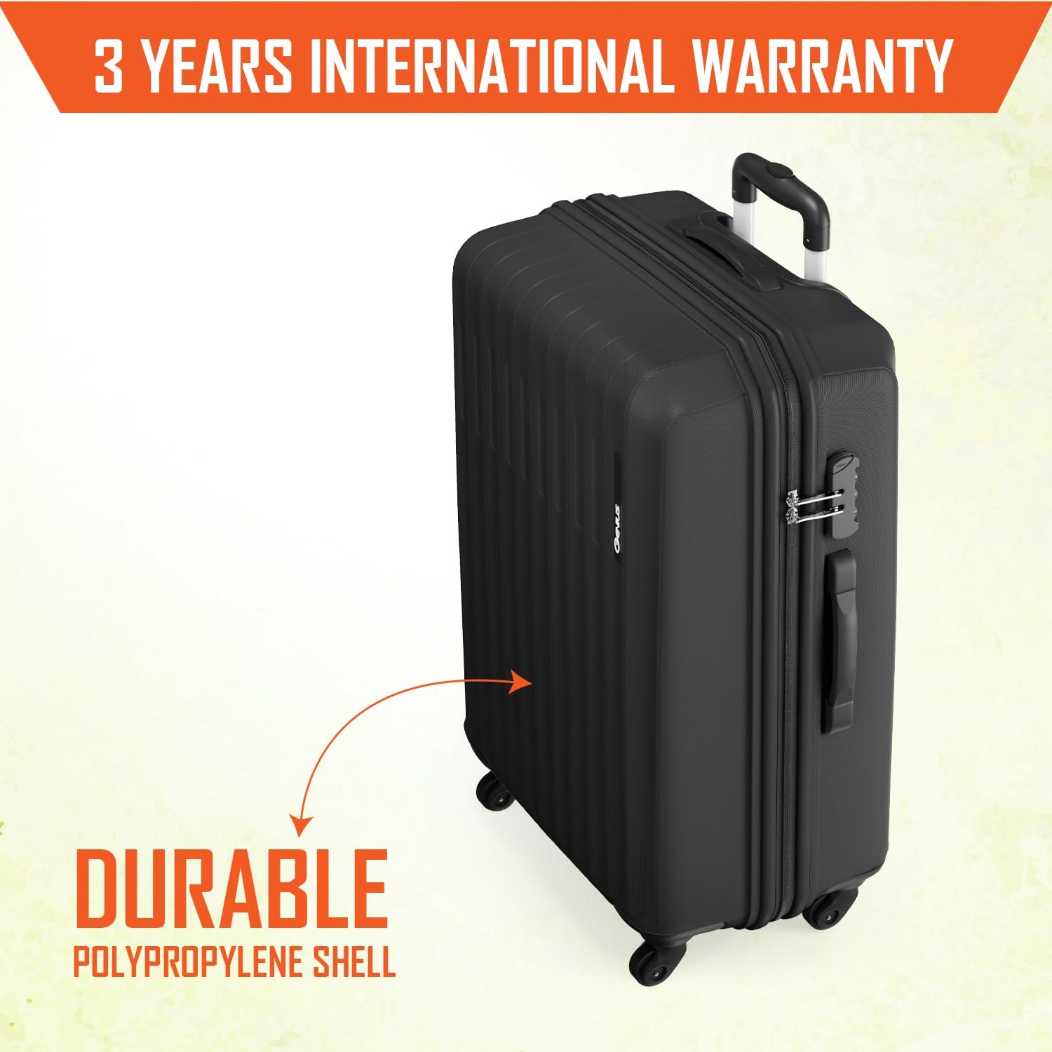 Safari Genius Alley 75cm Large Size Check-in Trolley Bag Hard Case Polypropylene, 4 Spinner Wheels, 360 Degree Wheeling Luggage, Travel Bag, Suitcase for Travel, Trolley Bags for Travel, Black - Image 2