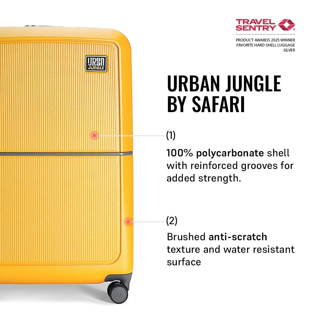 Urban Jungle Polycarbonate 360 Degree By Safari, Premium Large(75 Cm) Trolley Bag, Check-In Suitcase With 8 Silent Wheel And Tsa Lock, Hardside Travelling Luggage For Both Unisex (Yellow) - Image 2