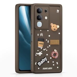 Pikkme Back Cover for Vivo T4x 5G / iQoo Z10x 5G / Vivo Y31 Pro 5G | Cute Fun Cartoon 3D Bear Silicone Full Body Protection Bumper Case (Brown)