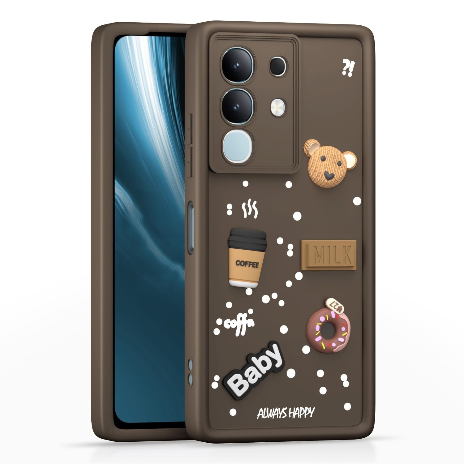 Pikkme Back Cover for Vivo T4x 5G / iQoo Z10x 5G / Vivo Y31 Pro 5G | Cute Fun Cartoon 3D Bear Silicone Full Body Protection Bumper Case (Brown)