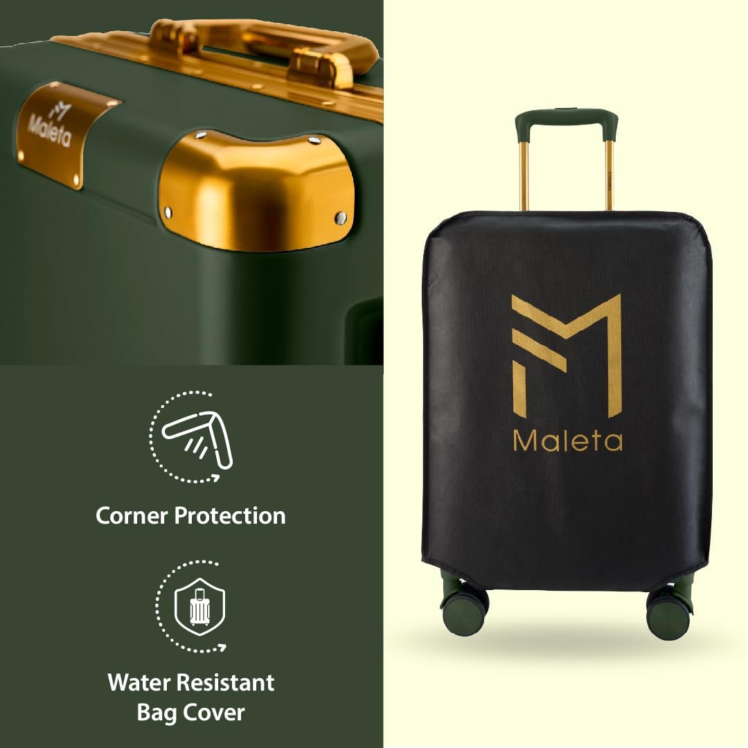 Maleta Gold Series Cabin and Check-in Medium Luggage| 20’’ and 24’’ | Aluminium Frame,Dual TSA Lock | Trolley Bags for Travel Set of 2 | Suitcase | Luggage Bags (Green, Set of 2 (Small-Medium)) - Image 6