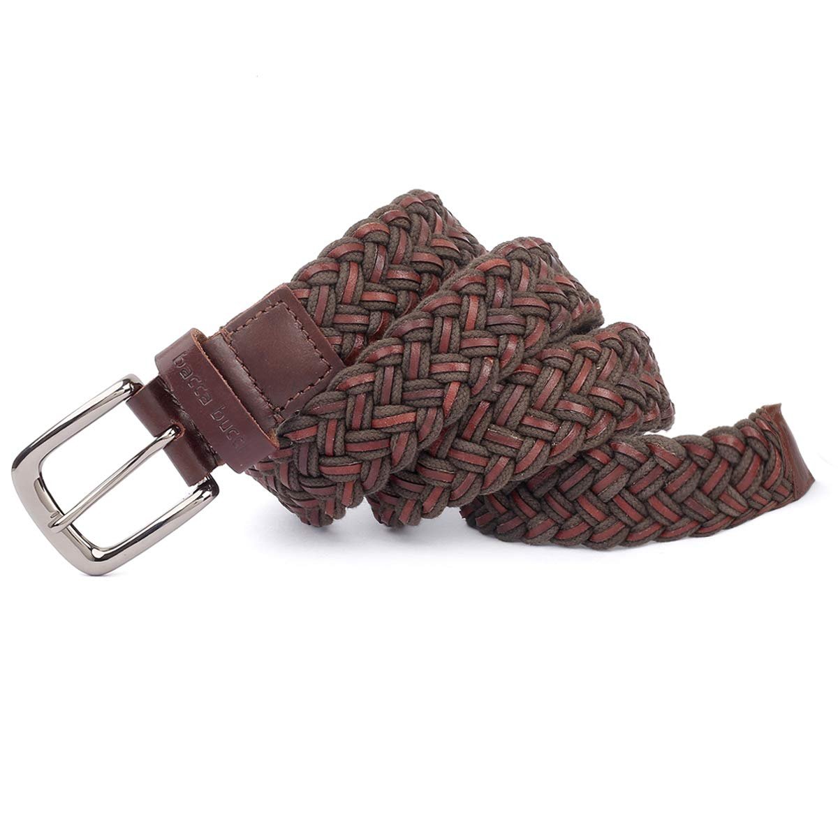 Bacca Bucci Italian Woven leather and Cotton Elastic braided belt for men with Alloy buckle - Image 2