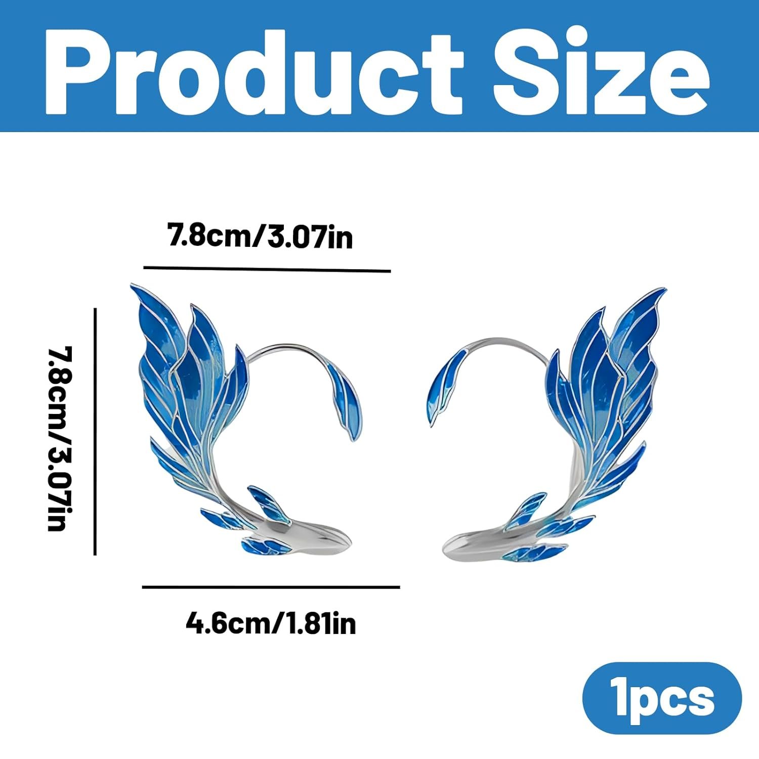 Ear Cuffs Without Piercing, Ear Cuffs Without Piercing, Blue Croissant Cuff Earrings for Men and Women, Fashion Ear Cuff for Parties, Unique Clip-On Ear Accessories - Image 2